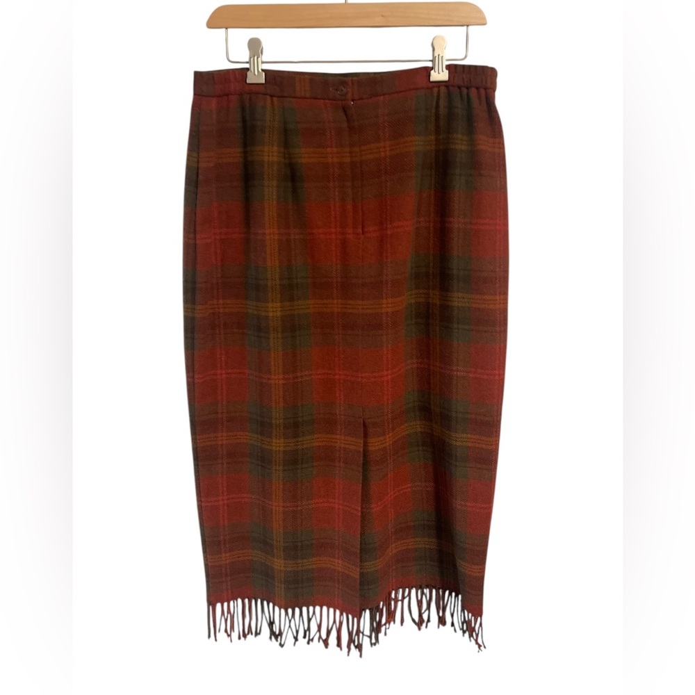 VTG Requirements Size 12P Skirt Wool Blend Fringe Plaid Academia Fall - Picture 3 of 10